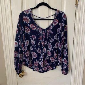 Navy Floral Billabong Blouse